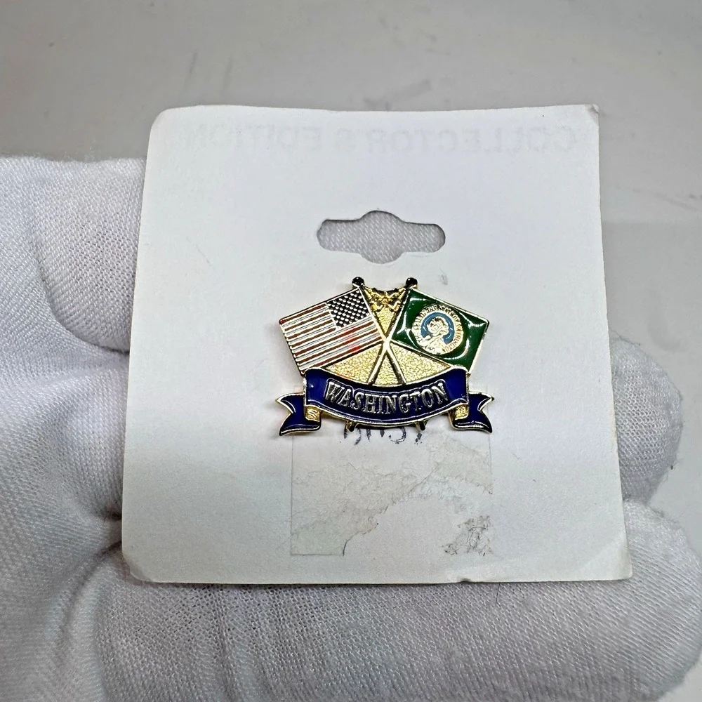 Washington & American Flag Collector's Ed. Lapel Hat Pin LW Bristol Classics Vtg - Picture 5 of 6